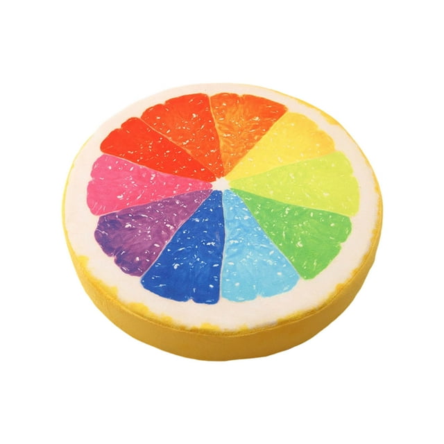 Fruit Pillow 15.35x15.35x2.76 Inch Fruit Slice Round Throw Pillows With Sponge Stuffed Floor Cushion For Home Camping Tent Mesh Back Support for Car Cushions for Rocking Chairs Lumbar Back Support