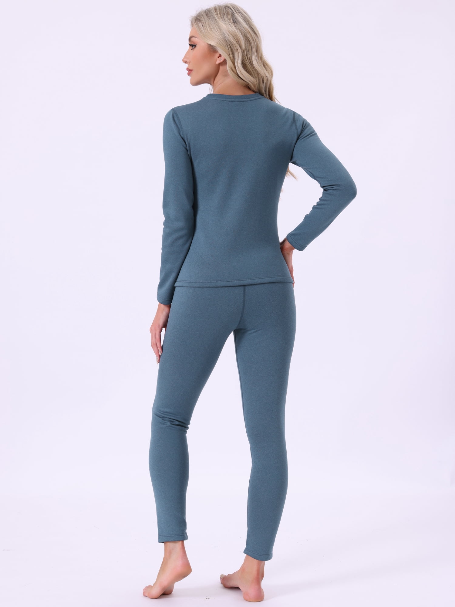 DARING DIVA Women's Underwear Sets Thick Heavyweight Long Sleeve Base Layer 2XL Blue