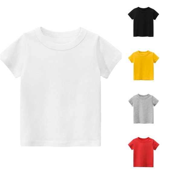 Boys Tops Toddler Kids Girls Short Sleeve Basic T Shirt Casual Summer Tees Solid Color Kids Loose Fit Basic Tees