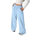 thumbnail image 2 of UDAUDU Boys Girls Sweatpants Open Bottom Baggy Sweat Pants School Uniform Straight Leg Fleece Loose Fit Gym Athletic Sweatpants Pockets Sky Blue 9-10 Years, 2 of 6