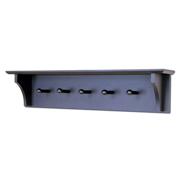 Floating Coat And Hat Wall Shelf Rack 5 Pegs Hook 24 Black Com - Hat Wall Rack Floating Coat And Hat Wall Shelf Rack 5 Pegs Hook 24 Black Com - Hat Wall Rack