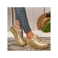 thumbnail image 6 of Stylish Women’s Low Top Canvas Sneakers Gold Walking Casual Comfortable Daily Wear Round Toe Flat Bottom, 6 of 6