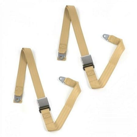 Airplane 2 Point Tan Lap Bucket Seat Belt Kit for Chevy Truck 1967-1972 - 2 Belts