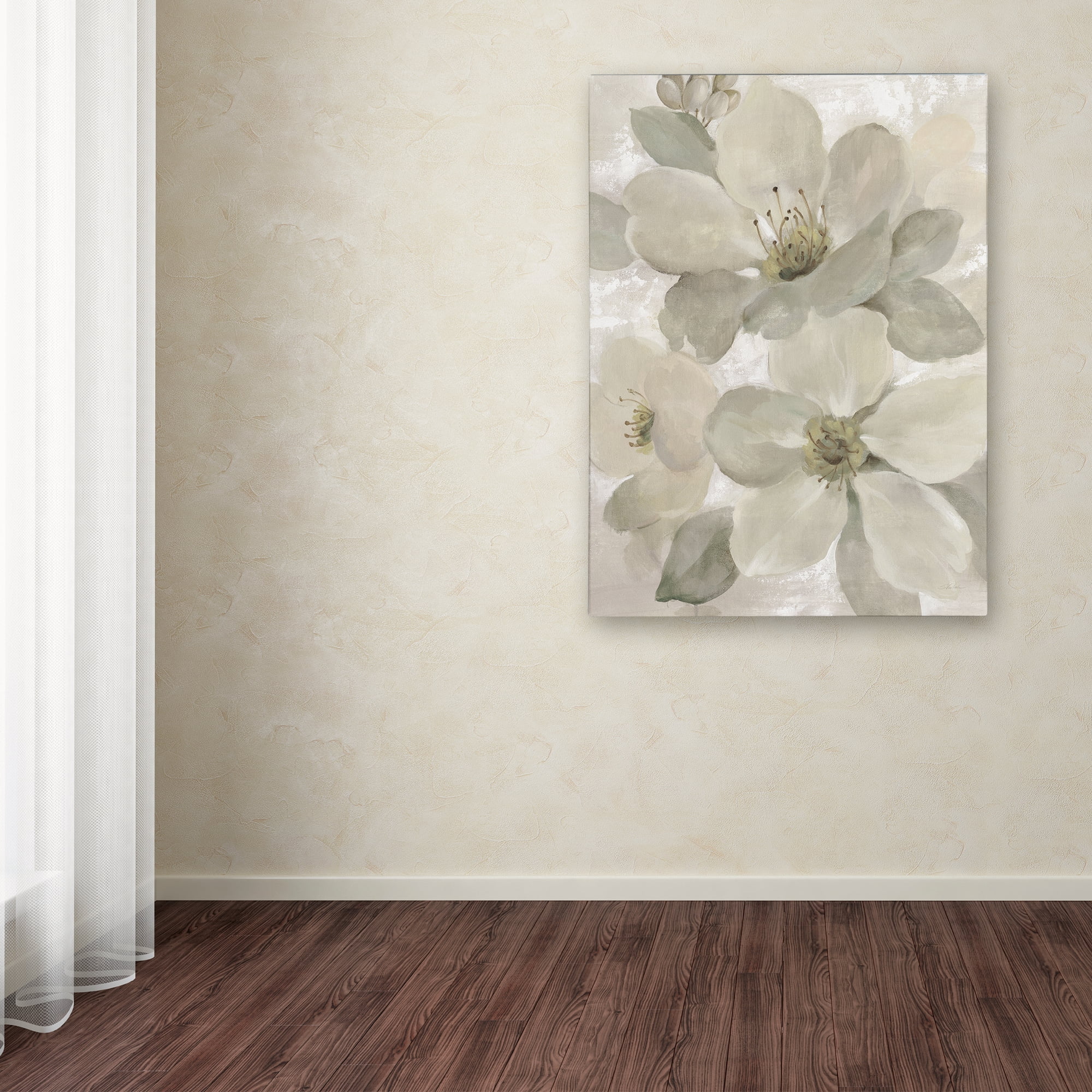 Trademark Fine Art 'White on White Floral I Crop Neutral' Canvas Art by Silvia Vassileva