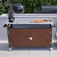 thumbnail image 2 of Holaki Outdoor Grill Cart with Stainless Steel Tabletop,Storage,Patio Kitchen Island with Wheels,Hooks, and Spice Rack,Waterproof Outdoor Grill Table,Movable BBQ Serving Cart Rolling Bar Cart, 2 of 16