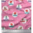 thumbnail image 1 of Soimoi Poly Georgette Fabric Gift Box,Car & Santa Christmas Printed Fabric 1 Yard 42 Inch Wide, 1 of 3
