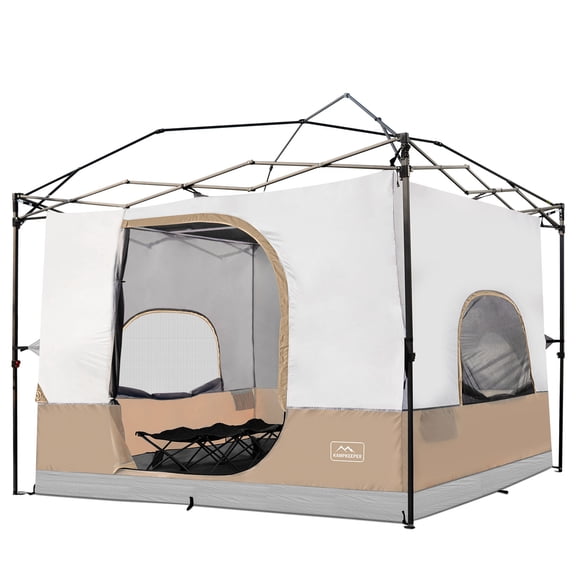 KAMPKEEPER Camping Inner Tent for Pop Up Canopy, Converts 10'x10' Straight Leg Canopy into Camping Tent–Fully Vented Roof(Top & Frame NOT Included), Khaki
