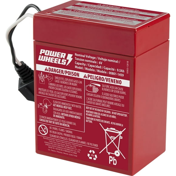 Power Wheels 6-Volt Red Rechargeable Replacement Battery for Fisher-Price Ride-On Preschool & Toddler Toy, Red
