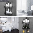 thumbnail image 3 of Estante de ducha sin taladrar, autoadhesivo, esquinero de ducha, accesorios de baño, 2 niveles, negro, 3 of 5