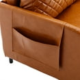 thumbnail image 6 of Convertible Sofa Bed, Modern PU Leather Loveseat Sleeper Sofa Couch with Pull Out Bed, Leisure Futon Sofa Bed with Headboard, 2 Pillows & Side Pockets for Living Room Bedroom Apartment, Brown, 6 of 7