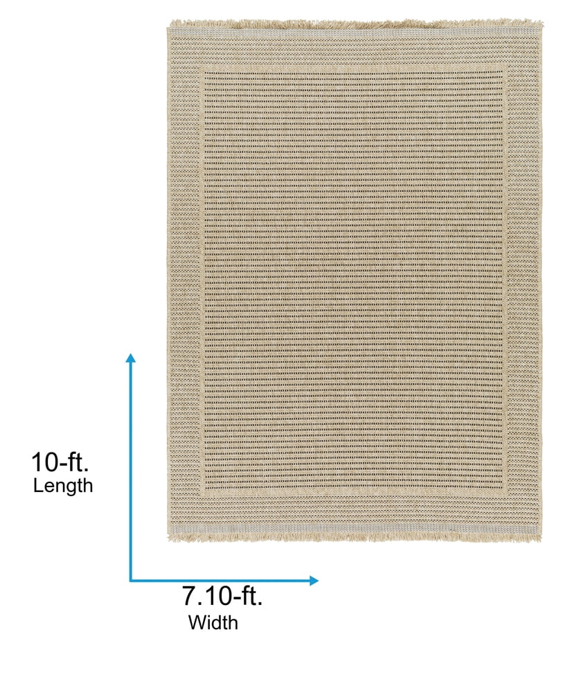 Livabliss Outdoor Rugs, 8x10 Mirage Cottage Tan Area Rug for Patio, Porch, Deck, Backyard, Waterproof Indoor Outdoor Carpet (7'10" x 10')