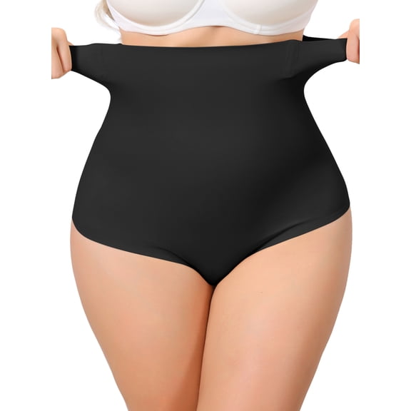 INSPIRE CHIC Women's High Waisted Tummy Control No Show Girdle Body Shaper Thong Panty Smooth Under Dress Shapewear Small Black