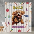 thumbnail image 2 of Back to School Cute Goldendoodle Shower Curtain Doodle Dog Lover Gifts Idea Waterproof Bathroom Bathtub Curtain - 13010, 2 of 5