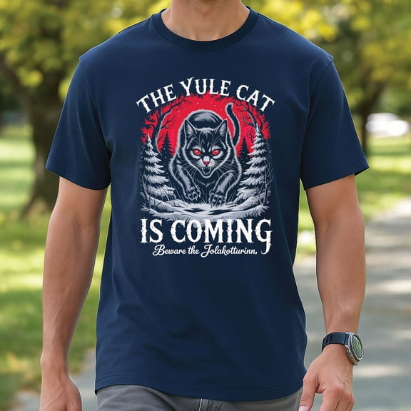 The Yule Cat Is Coming T-Shirt – Jólakötturinn Christmas Shirt, Icelandic Folklore Tee, Dark Winter Solstice Gothic Holiday Gift