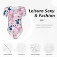 thumbnail image 4 of Pofeuu Cartoon Poodle Dog Print Short Sleeve Body Suits Women Round Neck Bodysuits for Women Onesie Adult Set Body Suit-Medium, 4 of 7