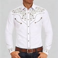 thumbnail image 4 of IWRICH Men's Western Cowboy Shirt Printed Long Sleeve Casual Button down Shirt White XL, 4 of 6