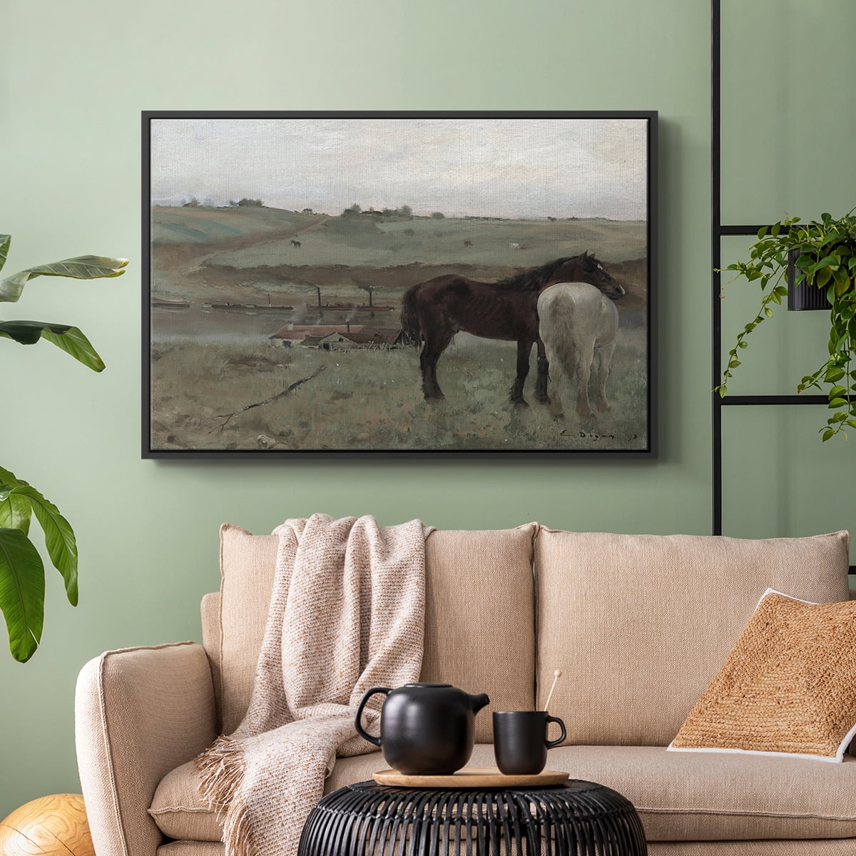 Vintage Animal Print-XXI By Wexford Home Framed in Black Wood Gallery Wrapped Canvas 25 in. x 37 in.