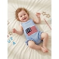 thumbnail image 3 of BemeyourBBs Newborn Baby Girl Boy 4th of July Outfit Independent Day Patriot Clothes Knit Sweater Romper Overalls Flag Sleeveless Bodysuit Jumpsuit Infant Baby Girl Boy Summer Clothes, 3 of 9
