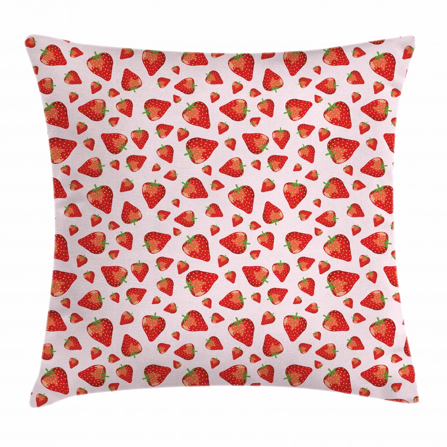 Strawberry Throw Pillow Cushion Cover, Juicy Ripe Strawberries Pattern