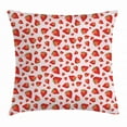 thumbnail image 1 of Strawberry Throw Pillow Cushion Cover, Juicy Ripe Strawberries Pattern as Repeating Motifs Theme, Decorative Square Accent Pillow Case, 24 X 24 Inches, Rose Vermilion and Lime Green, by Ambesonne, 1 of 2