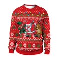 thumbnail image 1 of Chandail en Molleton Unisexe Imprimé Animal Col Rond Laid de Noël Xmas, 1 of 5
