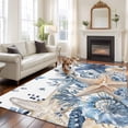 thumbnail image 2 of 5'x7' Area Rugs for Living Room Bedroom, Blue Starfish Coastal Washable Rug Carpet Runner Indoor Outdoor, Eucalyptus Summer Nautical Shell Ocean Non Slip Floor Mats Area Rug for Kitchen, Nursery, 2 of 8