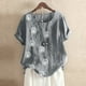 thumbnail image 1 of Fiudx Ofertas Flash Del Día Solo En Línea Camisa Holgada Informal de Verano con Cuello Redondo y Manga Corta con Estampado de Flores para Mujer, 1 of 4