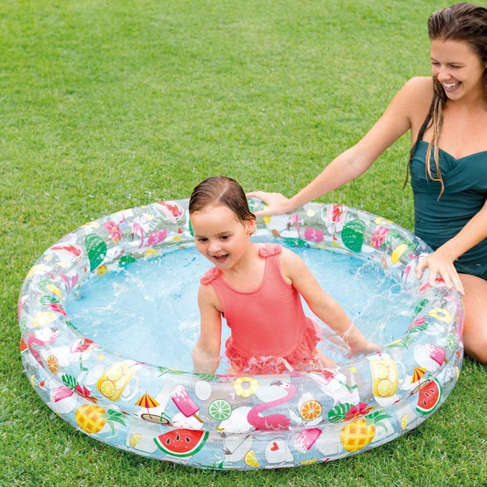 Baby Toddler Kids Alpaca Print Fun Inflatable 3 Ring Garden Splash Paddling Pool