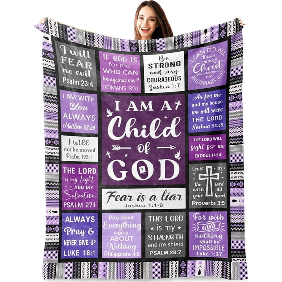 Christian Gifts for Women, Baptism Gifts for Girl, Inspirational, Religious Birthday Gifts for Women, I Am a Child of God Blanket, Catholic, Confirmation Gifts for Girls 60"x50"