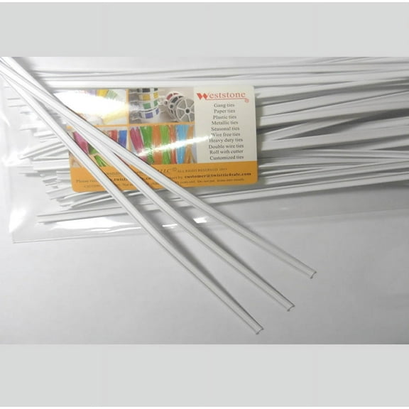 100pcs Plastic White 7" Twist Ties - Double Wire Heavy Duty