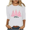 thumbnail image 2 of FDGIU Women's Christmas Shirts 2025 - 3/4 Sleeve Graphic Tee with Xmas Tree & Snowflake Prints, Loose Fit Tunic Top for Holiday, 2 of 5