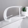 thumbnail image 2 of Grifo para lavabo de baño de primera calidad, fácil instalación, superficie a prueba de óxido, grifo mezclador monomando de forma arqueada de latón macizo con núcleo de válvula de cerámica, cromo, 2 of 5