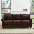 thumbnail image 4 of LeChapitre Faux Leather Sofa with Storage Seats, Classic 3-Seater Couch with Nailhead Trim (Dark Brown), 4 of 7