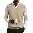 thumbnail image 3 of SAATLERI Sweater Vest Men Sleeveless Lightweight V-Neck Knitted Vest Classical Fashion Solid Color Pullover Slim Fit Tops, 3 of 6