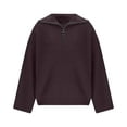 thumbnail image 4 of Rutainlusire Womens Trendy Casual Half Zip Up Lapel Loose Comfy Sweaters Ladies' Fashionable Solid Color Pullover Long Sleeved High Neck Sweater, 4 of 6