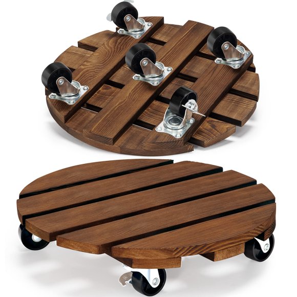 Soporte con ruedas para plantas Yangbaga de madera de 30 cm, paquete de 2