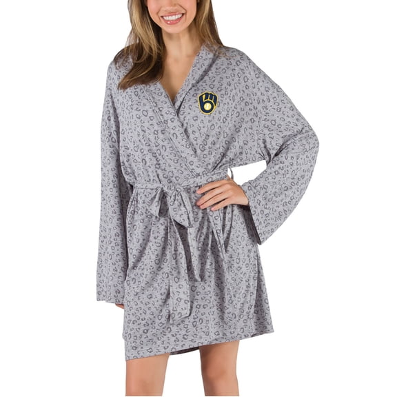 Milwaukee Brewers Concepts Sport Female Adult Women's Frill Hacci Knit Robe - Gray