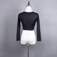 thumbnail image 5 of Long Sleeve Women'S Ruched Drawstring Front V Neck Crop Dance Tee Top For Ladies, 5 of 7