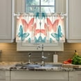 thumbnail image 2 of Yayeee Kitchen Curtains Tier Pair Light Filtering 27"x36" Rod Pocket Short Cafe Window Panel, Watercolor Butterflies, 2 of 7