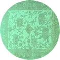 thumbnail image 1 of Ahgly Company Indoor Round Persian Turquoise Blue Traditional Area Rugs, 6' Round, 1 of 4