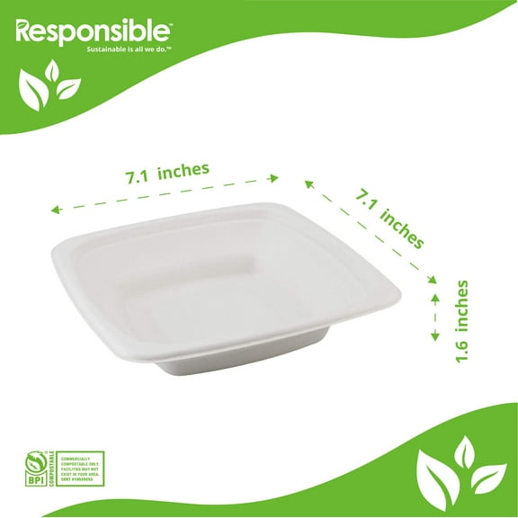 16 oz Square Bowls | Tree-Lessâ„¢ Compostable Molded Fiber