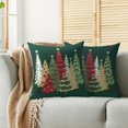 thumbnail image 2 of Winter Christmas Pillow Covers 18x18 Inch Set of 2 Brown Blue Xmas Tree Decorative Throw Pillowcases Outdoor Holiday Seasonal Farmhouse Cushion Cases Decor for Sofa Couch Bed, 2 of 6