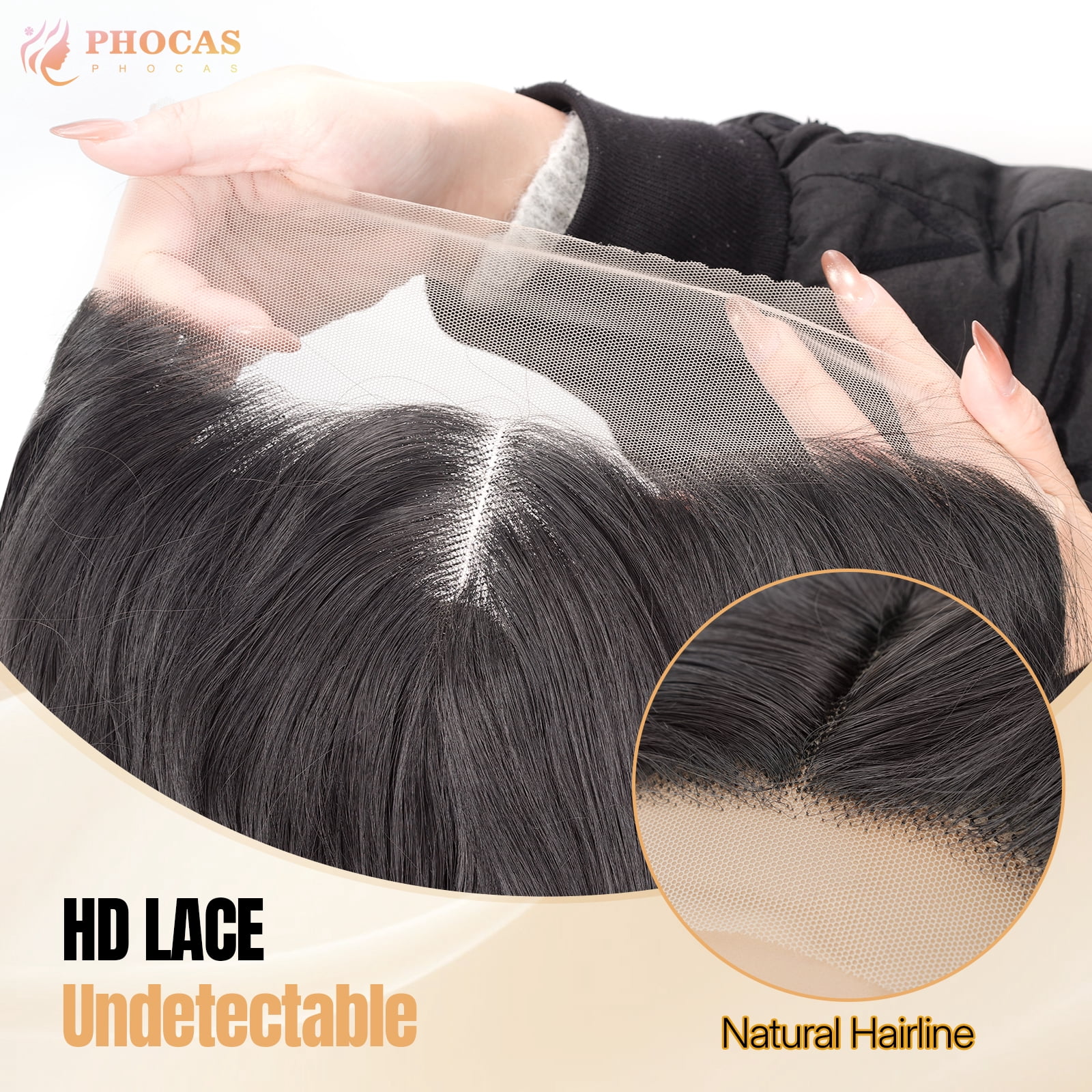 PHOCAS 28 Inch Deep Wave Lace Front Wig 13x3 Synthetic Glueless Wig for Women Pre Plucked Natural Hairline Heat Resistant Easy Style Dark Brown