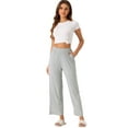 thumbnail image 2 of DARING DIVA Women's Flowy Cotton Wide Leg Lounge Pants M Light Gray, 2 of 6