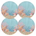 thumbnail image 2 of 15 Inch Round Grid Plate Mats Heat Non-Slip Resistant PVC Placemats for Kitchen Dining Table Decor Colorful Starfish and Seashells 4PCS, 2 of 5