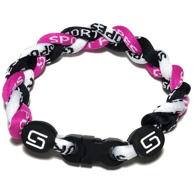 Sport Ropes Triple Titanium Bracelet (Pink/Black/White, 8")