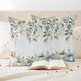 thumbnail image 3 of Green Blue Pumpkin Fall Outdoor Waterproof Pillow Covers, Thanksgiving Eucalyptus Leaves Floral Decorative Square Throw Pillowcase Sofa Cushion Sham for Patio/Couch/Chair, 26"x26" 2 Pack, 3 of 8