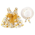 thumbnail image 1 of B91xZ Bambin Filles Robes Col Rond Volant une Ligne Flowy Partie Midi Robe, Jaune 12-18 Mois, 1 of 4