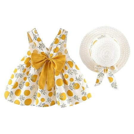 

ZMHEGW Girls + Sleeveless Baby Baby Dress Elegant Dress Summer Cotton Hat Dresses Girls Dress Skirt Baby Cute Clothing