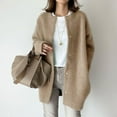 thumbnail image 2 of Pompotops Ladies Casual Fashion Loose Plus Long Long Sleeve Pocket Button Plush Jacket, 2 of 5